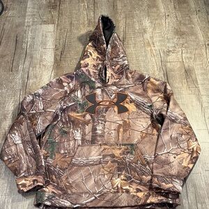 Under Armour Brown Camo Hoodie with Orange Accent size large unisex